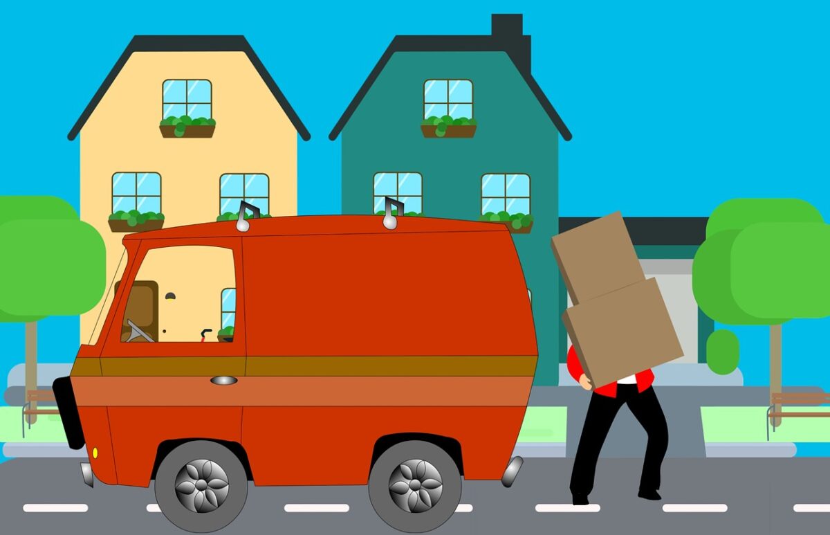person loading a moving van